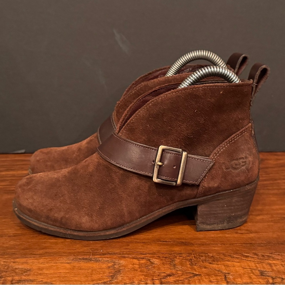 Ugg Australia Wright Brown Suede Belted Booties